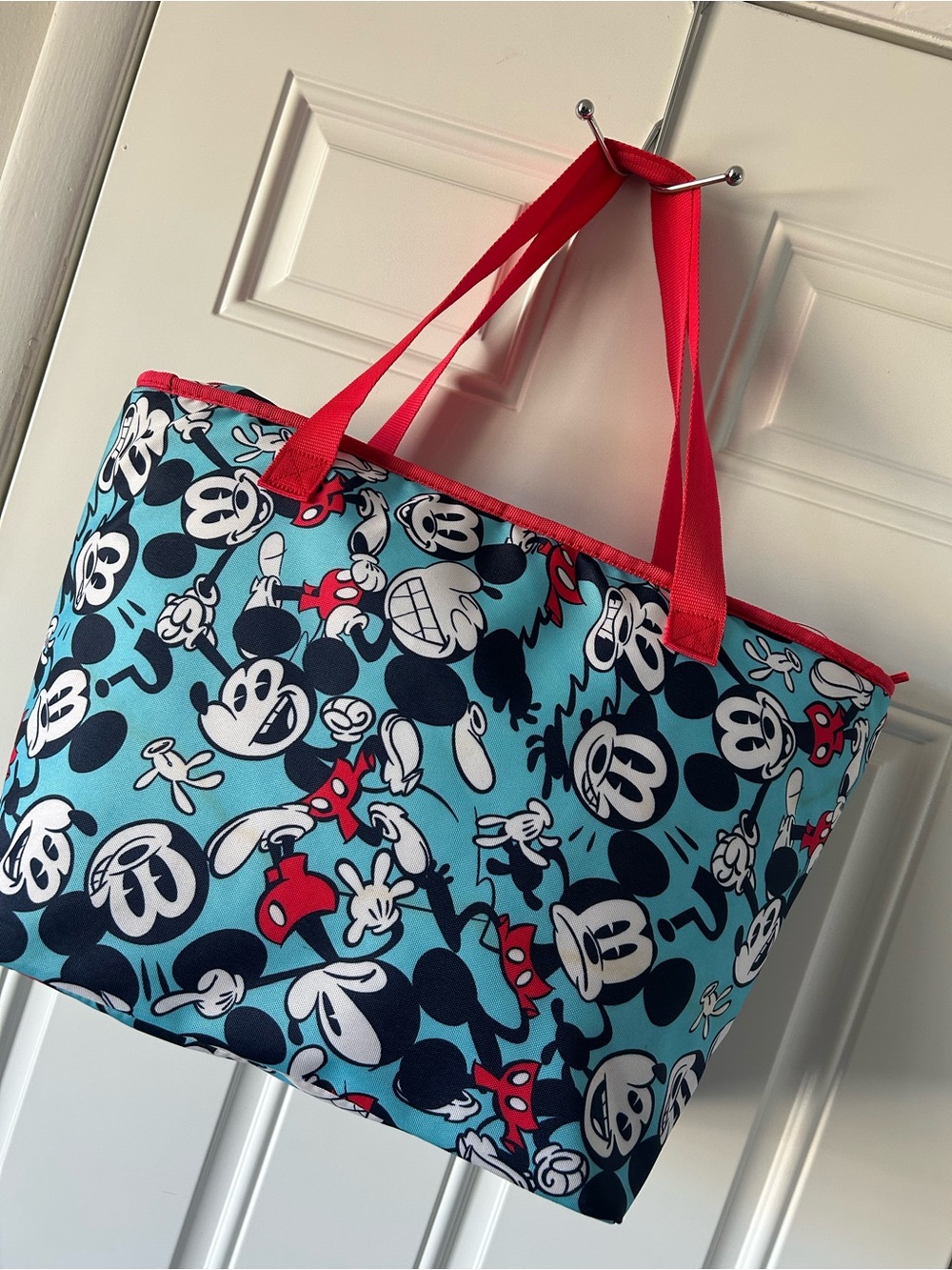Disney Mickey Mouse Blue Tote Bag with Red Handles